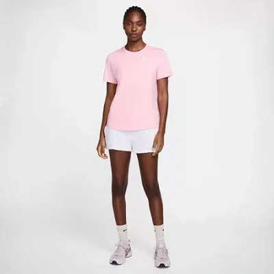 Nike Club Womens Crew Neck Short Sleeve Active T-shirt In Pink