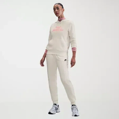 Nike Club Womens Drawstring Waist Cuffed Mid Rise Fleece Active Jogger Pant In Sand