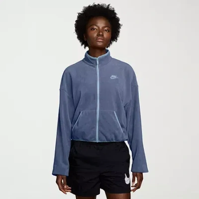 Nike Club Womens Fleece Lined Lightweight Track Jacket In Blue
