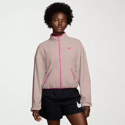 Nike Club Womens Fleece Lined Lightweight Track Jacket In Pink