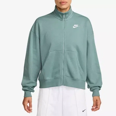 Nike Club Womens Fleece Midweight Track Jacket In Green