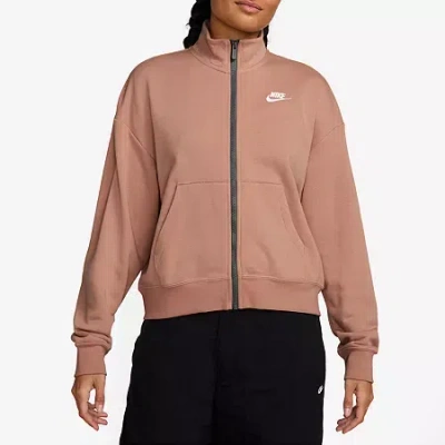 Nike Club Womens Fleece Midweight Track Jacket In Pink