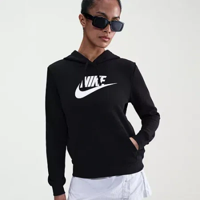 Nike Club Womens Long Sleeve Lined Fleece Active Hoodie In Black