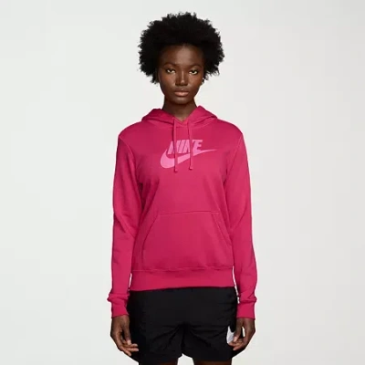 Nike Club Womens Long Sleeve Lined Fleece Active Hoodie In Pink