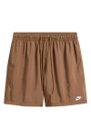 Nike Club Woven Flow Shorts In Brown