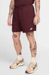 Nike Men's Club Woven Flow Shorts In Burgundy Crush/white