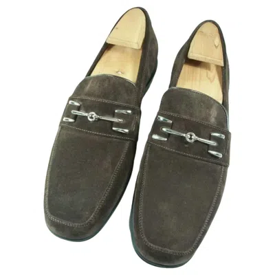 Pre-owned Nike Cole Haan/ - Brown Suede Loafers - Chrome Buckle - Size 8.5 - Made In Italy