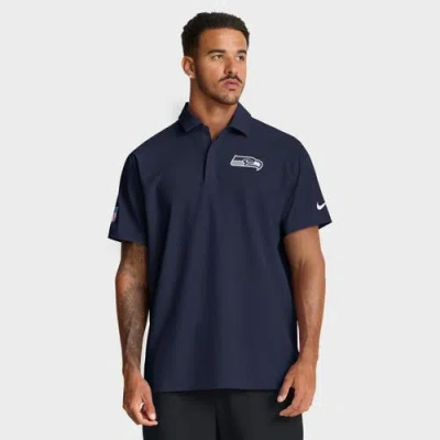 Nike College Navy Seattle Seahawks Sideline City Pride Woven Performance Polo In Blue