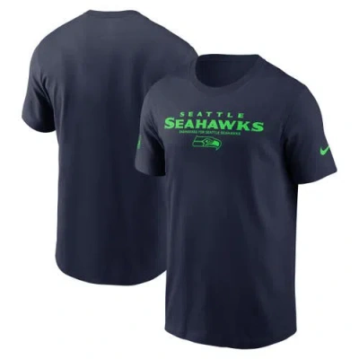 Nike College Navy Seattle Seahawks Sideline Performance T-shirt In Blue