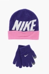 Nike Color Block Beanie And Gloves Set