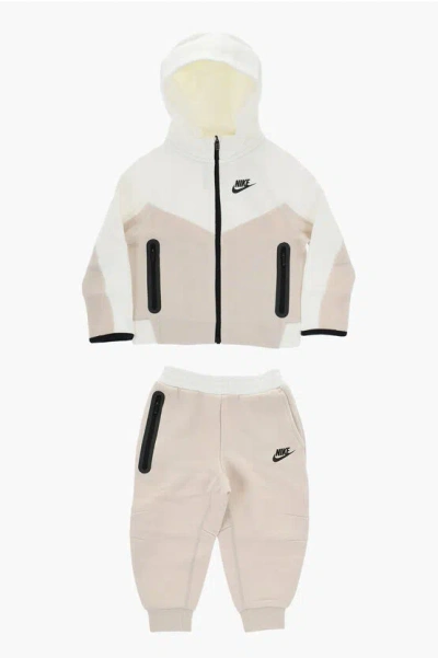 Nike Color Block Sweatshirt And Joggers Set In Neutral
