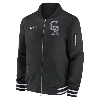 Nike Men's Black Colorado Rockies Authentic Collection Full-zip Bomber Jacket