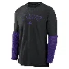 Nike Colorado Rockies Authentic Collection Player  Men's Dri-fit Mlb Pullover Sweatshirt In Black