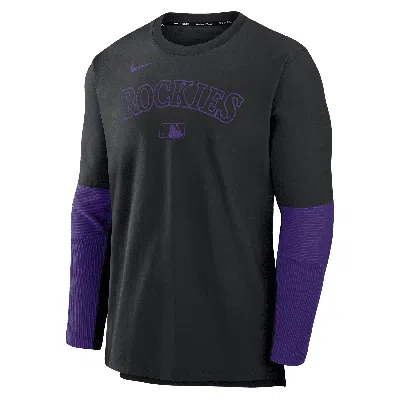 Nike Colorado Rockies Authentic Collection Player  Men's Dri-fit Mlb Pullover Sweatshirt In Black