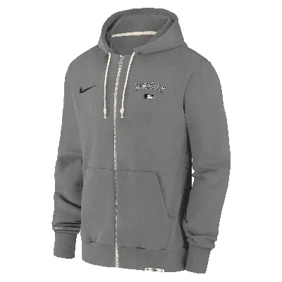 Nike Colorado Rockies Authentic Collection Travel  Men's Dri-fit Mlb Full-zip Hoodie In Grey