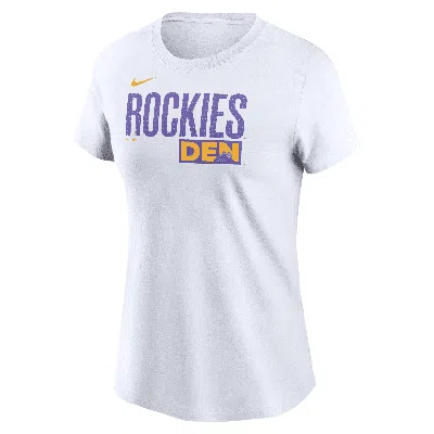 Nike Colorado Rockies City Connect Wordmark  Women's Mlb T-shirt In White
