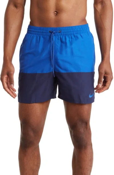 Nike Colorblock Drawstring Volley Shorts In Game Royal