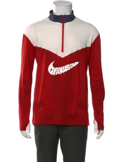 Pre-owned Nike Colorblock Pattern Mock Neck Sweatshirt In Red