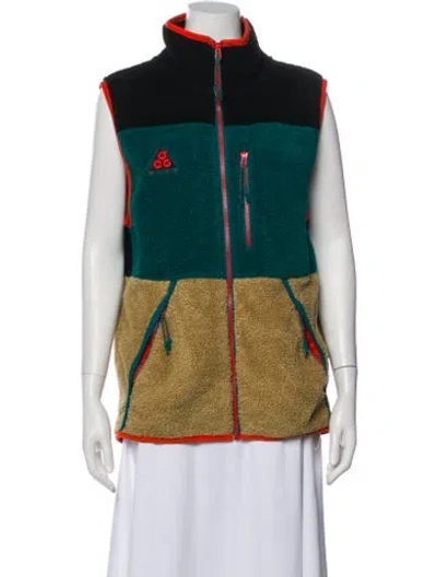 Pre-owned Nike Colorblock Pattern Vest In Green
