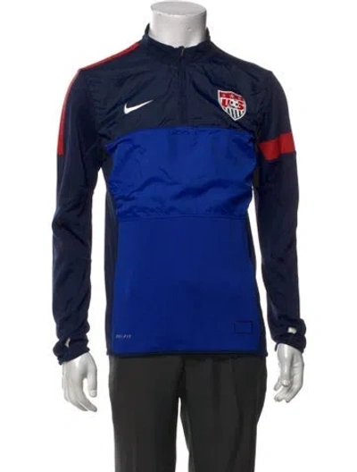 Pre-owned Nike Colorblock Pattern V-neck Sweatshirt In Blue