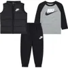 Nike Colorblock Puffer Vest, Logo T-shirt & Fleece Joggers Set In Multi