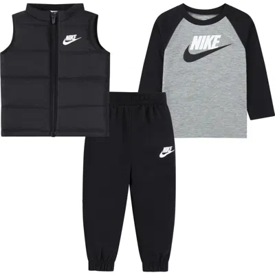 Nike Babies'  Colorblock Puffer Vest, Logo T-shirt & Fleece Joggers Set In Multi