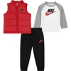 Nike Babies'  Colorblock Puffer Vest, Logo T-shirt & Fleece Joggers Set In Multi