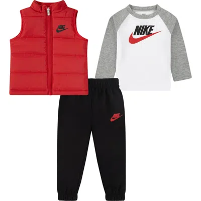 Nike Babies'  Colorblock Puffer Vest, Logo T-shirt & Fleece Joggers Set In Multi