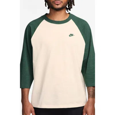 Nike Colorblock Three Quarter Sleeve Cotton T-shirt In Neutral