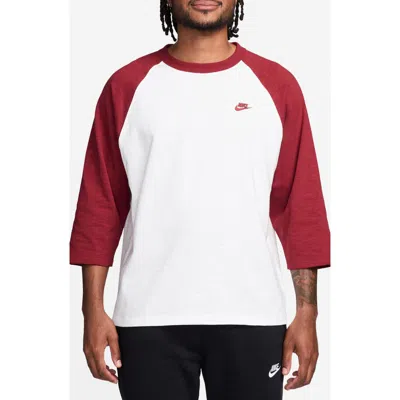 Nike Colorblock Three Quarter Sleeve Cotton T-shirt In White
