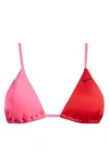 Nike Colorblock Triangle Bikini Top In University Red