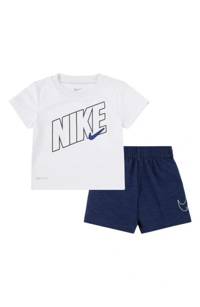 Nike Babies' Comfort Dri-fit T-shirt & Shorts Set In White
