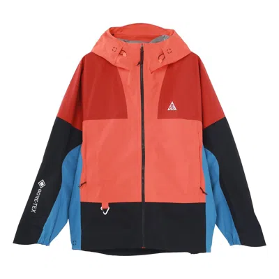 Nike Contrasting Colors Casual Waterproof Hooded Jacket Orange In Blue