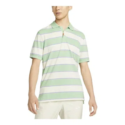 Nike Contrasting Colors Stripe Short Sleeve Green Polo Shirt