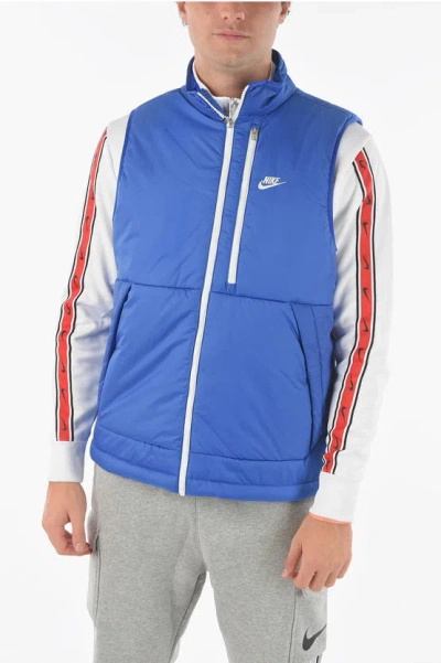 Nike Contrasting Zip Sleeveless Therma Fit Padded Jacket In Blue