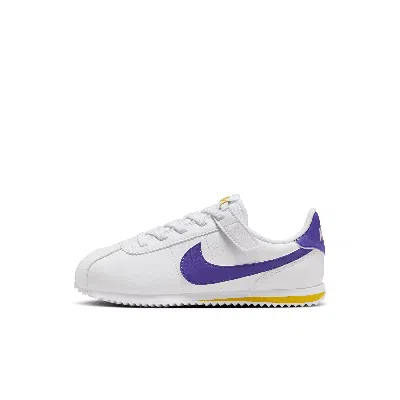 Nike Cortez Easyon Little Kids' Shoes In White/purple