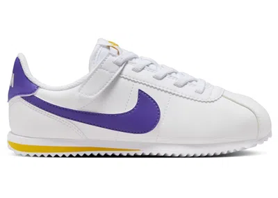 Pre-owned Nike Cortez Easyon Sneakers In White/varsity Maize/varsity Purple