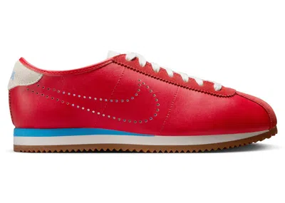 Pre-owned Nike Cortez Leather University Blue Perforated Swoosh (women's) Sneakers In University Red/summit White/g
