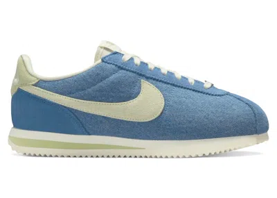 Pre-owned Nike Cortez Se (women's) Sneakers In Denim/off White/barely Green