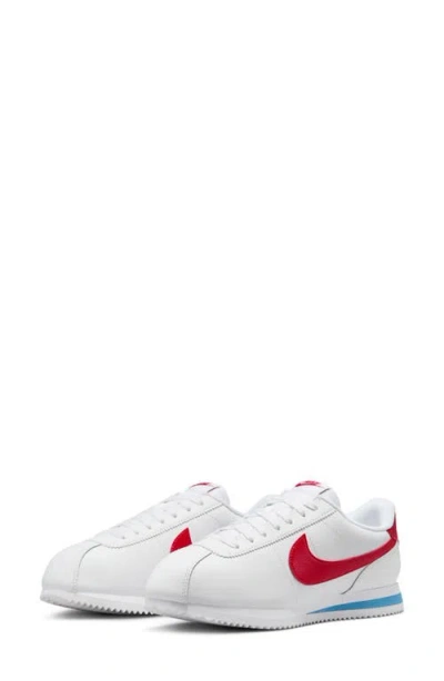 Nike Women's Low Shoe W Cortez Leather White/varsity Red/varsity Blue