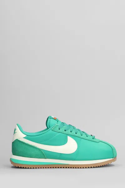 Nike Cortez Sneakers In Green Suede And Fabric