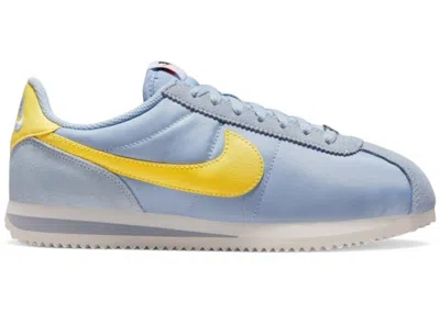 Pre-owned Nike Cortez Textile Lightning (women's) Sneakers In Light Armoury Blue/sail/safety Orange