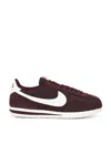 Nike Cortez Leather And Suede-trimmed Canvas Sneakers In Burgundy
