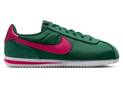 Pre-owned Nike Cortez Textile Sneakers In Gorge Green/white/wild Cherry