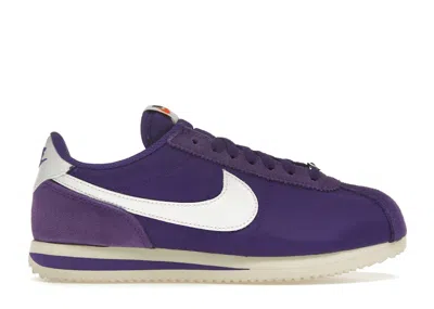 Pre-owned Nike Cortez Textile Summit White (women's) Sneakers In Field Purple/alabaster/safety Orange