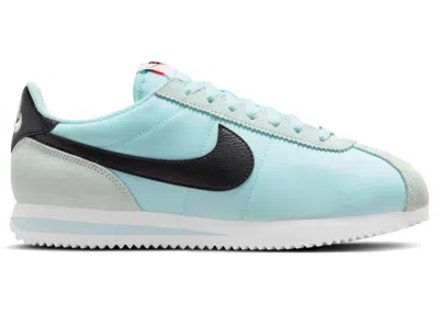 Pre-owned Nike Cortez Textile (women's) Sneakers In Glacier Blue/white/safety Orange