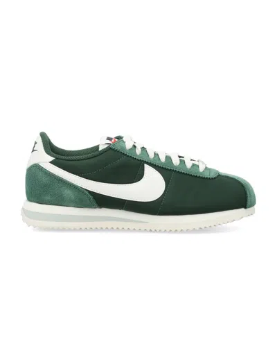 Nike Cortez Suede And Leather-trimmed Shell Sneakers In Green