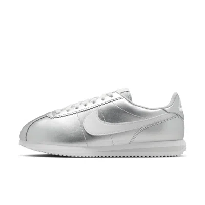Nike Cortez Metallic Sneaker In Silver