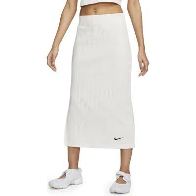 Nike Cotton Blend Rib Skirt In Sail/black