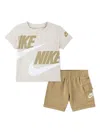 Nike Babies' Cotton Shorts Set In Parachute Beige